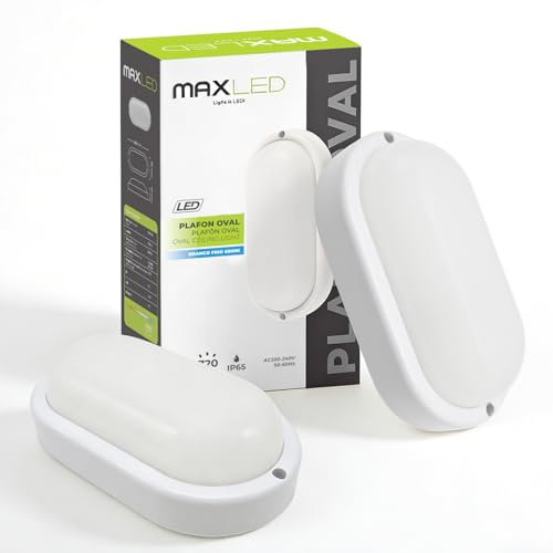 Maxled, Light is Led! 2 Stück LED Wandleuchte Innen Kellerlampe 8W 720LM 6500K Kaltweiß LED Feuchtraumleuchte Oval IP65 Deckenlampe Wandlampe Deckenleuchte Bad für Treppe Flur Kellerleuchte