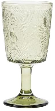 CFY652 Verre a Eau Verre à champagne vintage décor de feuilles en relief, 31 cl, soufflé la main Verrerie(Green)