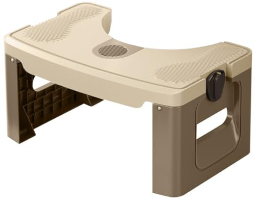 Homeponnew Sgabello da bagno pieghevole portatile per adulti, supporto ergonomico per la postura accovacciata, sgabello da bagno antiscivolo, salvaspazio e facile da pulire, grigio (cachi)