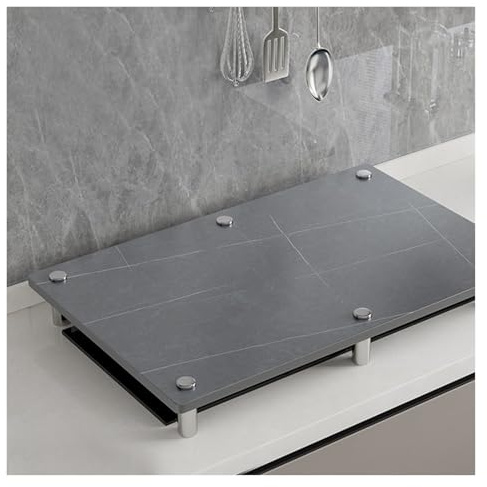 QSTGX Copri Piano Cottura 4 Fuochi Gas Copertura Per Piani Cottura Piano di Lavoro In Lastra Roccia Rinforzata Gambe Supporto In Acciaio Inossidabile Per Stufa Elettrica(C,50X80X8.3 CM)