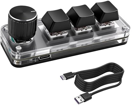 XMSJSIY Mini tastiera meccanica a 3 tasti e 1 pulsante macro programmabile fai-da-te con RGB per forniture multimediali per giochi e ufficio