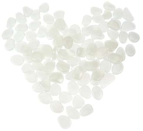NOLITOY Leuchtende Kieselsteine 100 Stück für Aquarien und Gartendekor Nachtaktive Gartensteine aus Resin Weiß Fluoreszierende Wegsteine für Außenbereich und Vase
