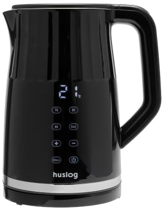 huslog Hervidor de Agua Eléctrico 1,7L 2200W con Control de Temperatura y Panel Táctil Diseño Retro Acanalado, Pantalla LED, 4 Programas, 13 Niveles, Función Mantener Caliente 2h, Cool Touch, Acero