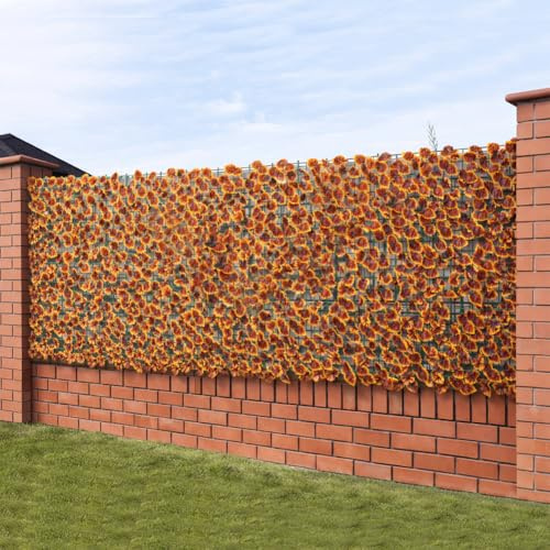 BAKAJI Siepe Artificiale Sintetica da Parete, Rotolo Frangivista Ornamentale da Muro, Ringhiera, Decorazione Anticaduta per Terrazzo, Balcone, Giardino, Esterno (Foglie Autunnali)