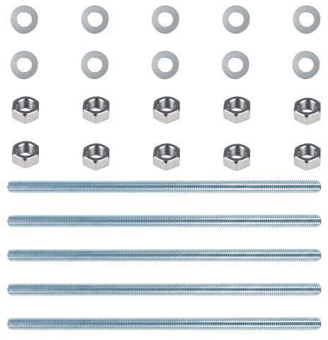 5 Pcs Tige Filetée, Tiges Filetées Entièrement, M12 x 300mm | Boulons Filetés, Goupilles Filetées Zinc Bleu, Tige Filetée avec Filetage Métrique Complet avec écrous et Rondelles