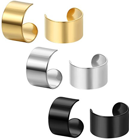 OIDEA Orecchini per Uomo Donna Orecchini Clip on in Acciaio Inox Orecchini a Cerchi Non Piercing Nero Oro Argento(3 Coppie)