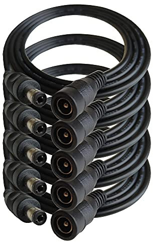 DZYDZR 5pcs 2 Meter 2.1mm x 5.5mm DC 12V Adapter Cable DC Plug Extension Cable Male to Female Black, for LED, CCTV, Car, Monitors, and More (6.6ft)