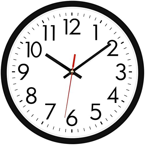 Lumuasky Wall Clock Silent Non-Ticking 12 Inch Quartz Battery Operated Round Analog Wall Clock with Easy to Read Large Numbers for Classroom,School, Office, Living Room, Bedroom,Kitchen