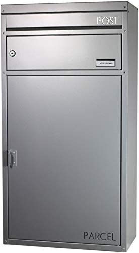 Paketbriefkasten Safepost 65 Paketbox silber-grau (RAL 9006) großer Briefkasten mit gesichertem Paketfach