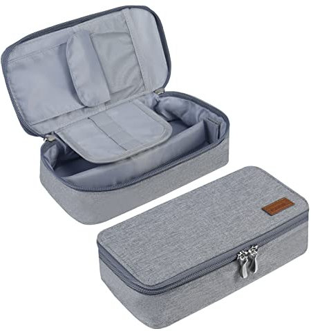 Yommie Federmäppchen Leinwand Federtasche Erwachsene Reißverschluss Schlampermäppchen Mädchen Mäppchen Uni Single Etui Federmappe Groß Stiftemäppchen Organizer Pencil Case Für Teenager Jungen Grau-1