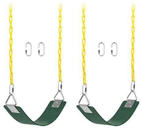 AGPTEK Swing Sets, Seat with 66 Inch Anti-Rust Chains Thermoplastic Coated, Support 250lb, Cushion Accessories Replacement with Snap Hooks for Outdoors, Playground, Jungle Gym (Pack of 2)