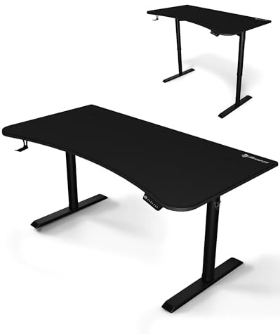 Arozzi Arena Groß Moto Gaming Tisch – Elektrischer Gaming Schreibtisch 160×82 cm – Höhenverstellbarer PC Tisch Mit Dualmotor, Full-Surface Mauspad & Stabilen Stahlbeinen - Rein Weiß
