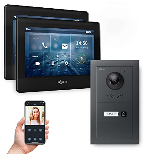 Goliath Hybrid | IP | Full-HD Video Türsprechanlage | App | 1-Fam | 2 x Full-Touchscreen 7 | Aluminium Unterputz Türstation | + Blanko Modul | 180° Ultra-Weitwinkel | AV-IPS-669