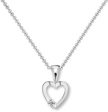 Herzkette Silber 925 I Halskette Damen Kette mit Herzanhänger und Zirkonia Stein I Echtsilber Herz Anhänger Echt Silberkette Herzchenkette klein | Schmuck Geschenk für Sie Frauen Frau Freundin