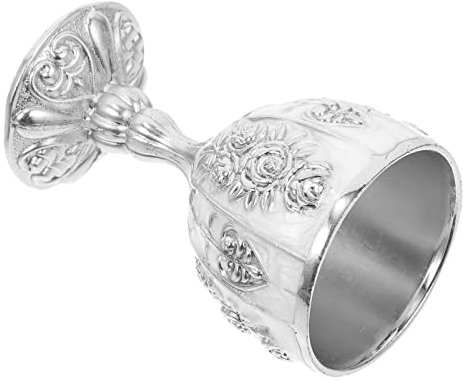 Healifty Copa de vino de cáliz de plata: copa de vino real, taza de licor vintage, taza de altar, copa de adoración europea, copas de champán retro, copa de vino para el hogar, bar nocturno, fiesta