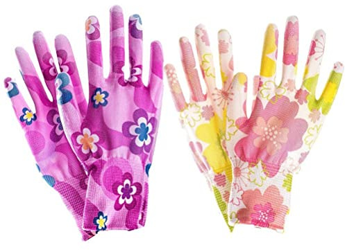 Stakee Gartenhandschuhe Für Frauen 2 Paare Beschichtete Arbeit Handschuhe Nicht -Slip -haushaltshandschuhe Bequeme Reinigungshandschuhe Pflanzhandschuhe