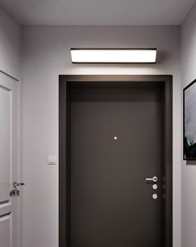 LED Treppen Wandleuchte Schwarz Moderne Eck Wandlampe Innen Lange Lichtleiste 4000K Spiegelleuchte Wandbeleuchtung für Badzimmer Wohnzimmer Schlafzimmer Dekoration Deckenleuchte (Schwarz, 128cm)