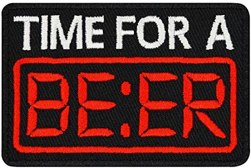 Toppa ricamata da applicare con ferro o cucitura: Toppa Time for A BEER Patch per jeans da annodare/stirare | Iron-on birra | Toppe per tessuti | Adesivo Applikation tessuto 75x75mm