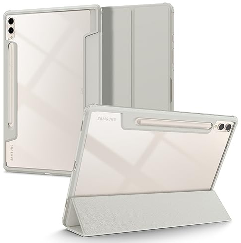 Spigen Ultra Hybrid Pro Hülle für Galaxy Tab S10+ (2024) / S9+ (2023) | Transparente Hülle mit S Pen Halter, Tri Fold Standfunktion, Auto Sleep und Wake - Grau