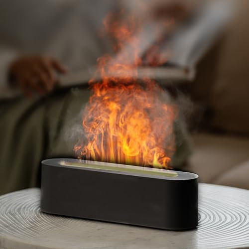 Flame Upgrade 7 Colour Lights Essential Oil Aromatherapy Electric Aroma Diffuser, Waterless Auto-Off for Home Office Room, Black
