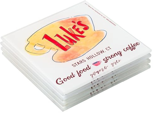 Silver Buffalo Gilmore Girls ‘Luke’s Diner’ Table Glass Coaster Set of 4