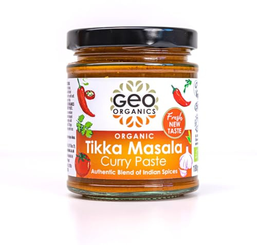 Geo Organics Tikka Masala Curry Paste 180g (Pack of 1) Serves 4 | Organic Curry Paste | Certified Organic & Vegan-Friendly | Authentic Restaurant Recipe Base Tikka Masala Vegan Food