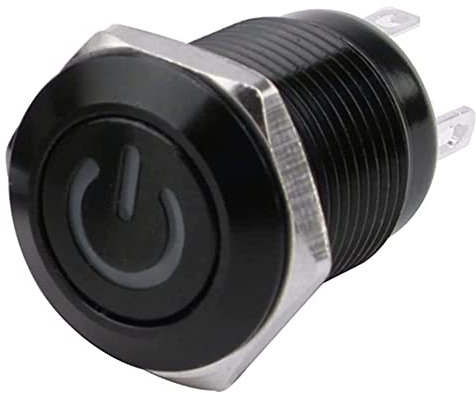 Ersatzteile 12 mm wasserdichter oxidierter schwarzer Metallknopfschalter mit LED-Lampe Momentaner PC-Netzschalter 3 V 5 V 6 V 12 V 24 V 220 V