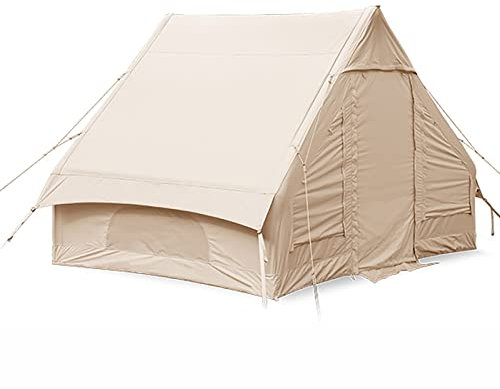 CRBUDY Instant-Familienzelt, 5–8 Personen, Baumwoll-Canvas-Zelt, großes aufblasbares Zelt, Outdoor-Glamping-Camping-Kabinenzelt, wasserdicht, einfacher Aufbau in Sekunden, ohne Zeltstange
