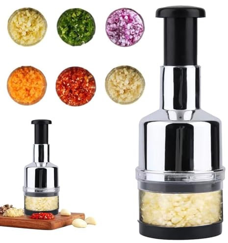 Presse Ail Inox,Presse Ail,Oignons Coupe Legume,Coupe Ailm,Couteaux Et Ustensiles De Cuisine,Purée D'ail En Acier Inoxydable Coupe Manuelle échalote Hacheuse Ail Fournitures De Cuisine (A1)
