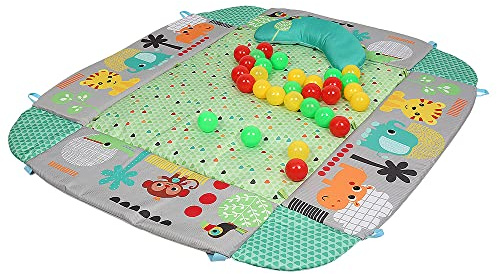 5-in-1 Erlebnisdecke & Bällebad mit Bällen - Totally Tropical, Spieldecke mit Spielbogen, 20+ Minuten Licht und Musik, Krabbeldecke mit Spielzeuge, ab der Geburt (Stil B - Grün)