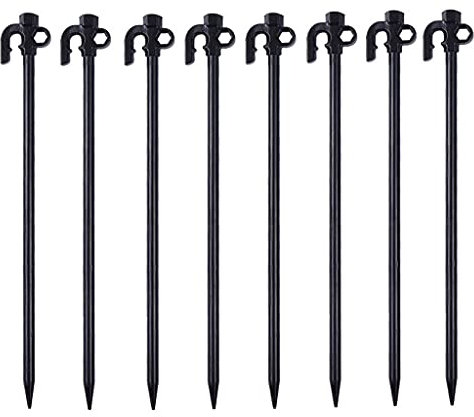 ZGYOZMNG Zeltheringe, Metall, robuste Zeltheringe aus Stahl, Nägel für Camping, Gartenarbeit, Wandern, für normalen und harten Boden, 8 Stück, 30 cm (schwarz, 30 cm) (schwarz, 20 cm)