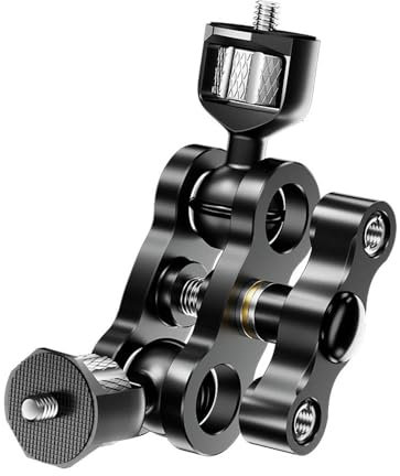 Harwerrel Articulating Magic Arm with Dual Ballhead 1/4” Screw Mount for Camera, Field Monitor, Aluminum Alloy