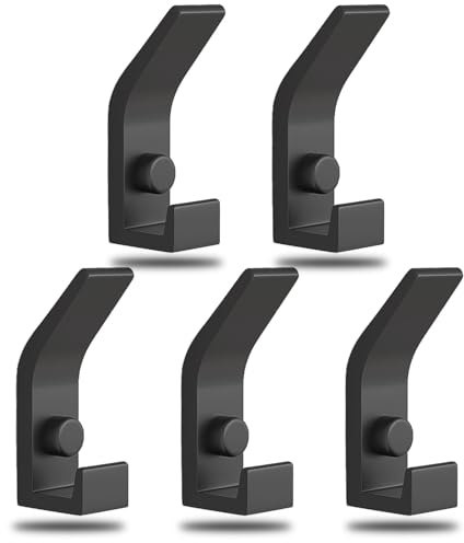 YUNKIDAGLOBAL 5 Stück Schwarz kleiderhaken Wand zum Bohren-Schrauben unsichtbar, Moderne Garderobenhaken Garderobenleiste Wand für Studententasche,Mäntel,Cap, Schals,Handtuch,Handtaschen und Mehr
