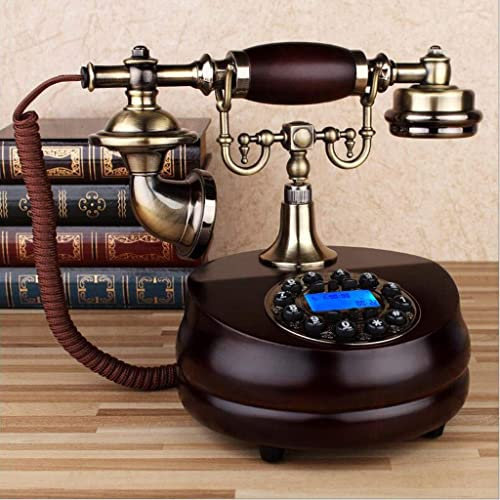 BQFDHFSF Telefono retrò Antico in Legno massello Europeo Rotante con Scheda Wireless Telefono Telecom Collegamento Mobile Rete Fissa Domestica