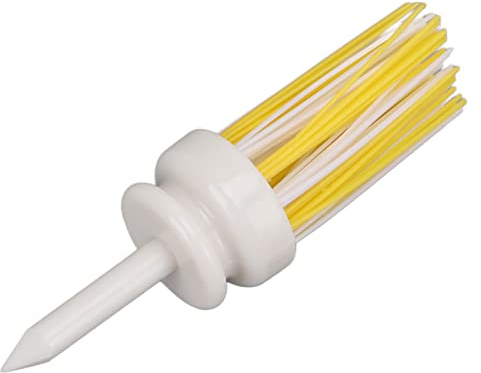 Qukaim Golfzubehör, Golf-Tees aus Kunststoff, lange Kugelbasis, geringe Reibung, Bürstenstütz-Tee für Langstrecken-Schlagtraining, 70 mm, Weiß und Gelb
