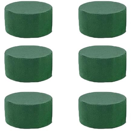 Syengery Espuma Floral Redonda - Kit de 6 Piezas para Flores Artificiales, Bloques Verde Húmedo y