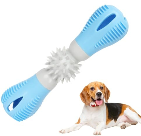 Juguetes masticables para Perros, Barra de Cepillo de Dientes con Mancuernas para Perros, Juguetes interactivos de Goma para Masticar, de Cepillo de Dientes Resistente para Jugar y