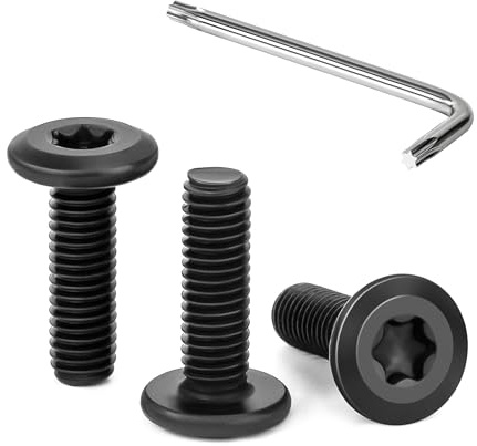 Tunejoy 30 Piezas Tornillos de Cabeza Plana Torx M5 x 16 mm Negro Tornillo de Cabeza Hexagonal de Acero Inoxidable A2 V2A Perno de Muebles con T25 llave Rosca Completa