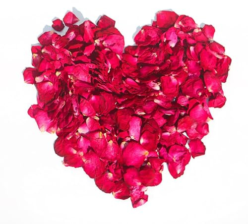 Natural Dried Red Rose Petals 150g Real Flower Petals & Buds Rose Wedding Confetti for Craft Projects Table Decor Birthday Party Proposal DIY Crafts Spa Bath Home Fragrance Foot Soak Botanical Oil