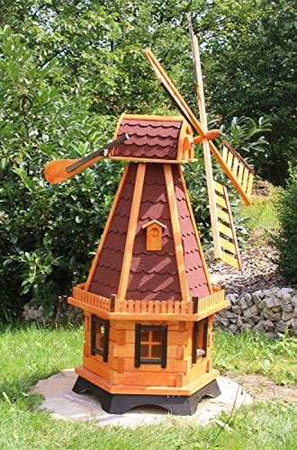 XXL Windmühle 1,45 m aus Holz mit Solar Typ 23.1 (rot)
