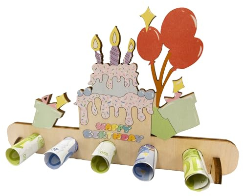 Desdira Geburtstagstorte Geldgeschenke Geburtstag Holz Frauen & Männer, Geschenke zum 18.Geburtstag Mann Frau, Geschenk zum 60.Geburtstag, 70. Geburtstag Geldgeschenk für Freunde, Familie