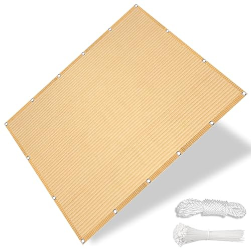 Tenda a Vela Traspirante Rettangolare 170 x 290 cm, Traspirante, Permeabile, Protezione Solare, Vela Ombreggiante Impermeabile Telo per Giardino, Terrazzo, Balcone, Patio, Beige