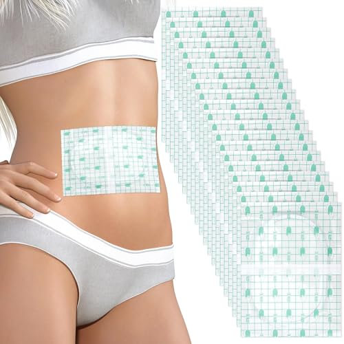 BOXOB 20uds Paquete de Aceite de Ricino para el Ombligo, 20x15cm Autoadhesivos Antifugas Muy Absorbentes Parches Aceite Ricino Castor Oil Pack Wrap Algodón Orgánico