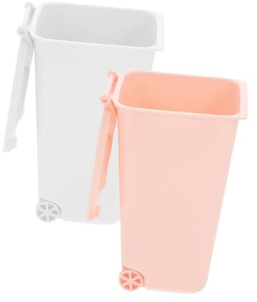 Gadpiparty Organizer Da Scrivania 2 Pezzi Mini Cestino Coperchio, Contenitore Portapenne in Pp, Piccolo Secchio Per Rifiuti Domestici Per Ufficio, Cucina, Bagno e Camera Da Letto