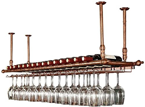 MWAYOYTE Portabottiglie e portabicchieri da soffitto, portabicchieri da Vino, portabottiglie, portabicchieri da Vino sospeso per Bar, mensola per Esposizione di Vino in Metallo