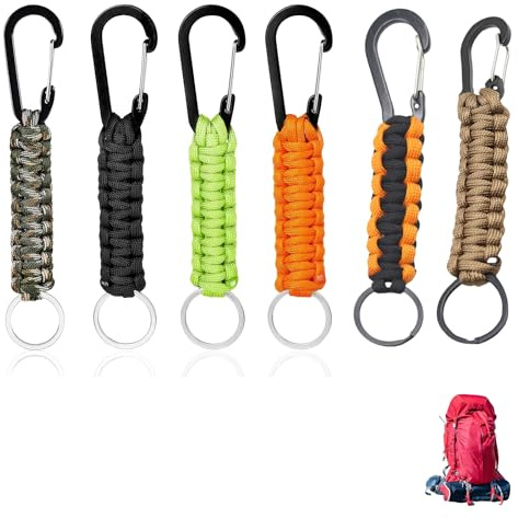 oooaooo 6 Stück Gewebte Karabiner Schlüsselanhänger, Karabinerhaken Klein Schlüsselringe Schlüsselanhänger Auto Keychain Karabiner Klein Kleine Karabinerhakenfür Camping Wandern Angeln Reisen