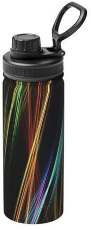 Bouteilles d'eau colorées en acier inoxydable avec impression artistique - 532 ml - Bouilloire isotherme pour le cyclisme, la gym, l'extérieur - Pour homme et femme