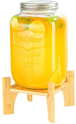 Drinks Bucket cold water bottle Glass Beverage Dispenser with Lid Glass Jar Self-Service Beverage Bucket Kitchen Glassware Water Pitcher Beer Buckets