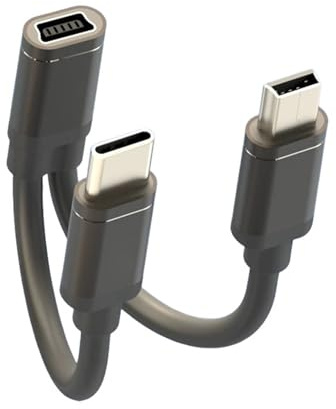 0.8ft Mini USB Female to Type C & Mini USB Male Splitter Charging Cable 5V Adapter Converter Cord for Dash Cam Cellphone Tablet Fan Speaker LED Lamp