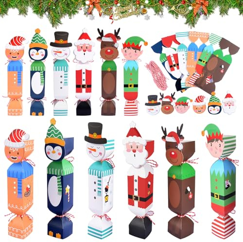 24 pezzi Calendario dell'Avvento riempibile, scatola regalo di Natale, scatole vuote per snack con corda di canapa, scatola per dolci di Natale per decorazione natalizia, per feste di nozze, regalo di